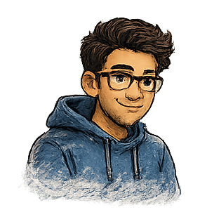Smiling hand-drawn avatar headshot